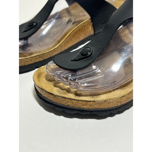 Birkenstock Black Birko-Flor Gizeh Thong Adjustable Sandals 39 Reg-Wide 8-8.5 - Picture 2 of 8
